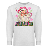 Oatmeal Heather Pink Believe Santa Christmas Premium Sweatshirt - FaDigitalArtStudio