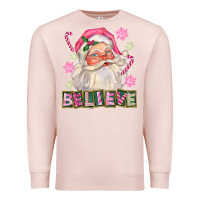 Pale Pink Pink Believe Santa Christmas Premium Sweatshirt - FaDigitalArtStudio
