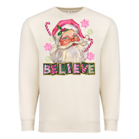 Sandshell Pink Believe Santa Christmas Premium Sweatshirt - FaDigitalArtStudio