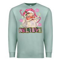 Seafoam Pink Believe Santa Christmas Premium Sweatshirt - FaDigitalArtStudio