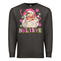 Smoke Pink Believe Santa Christmas Premium Sweatshirt - FaDigitalArtStudio