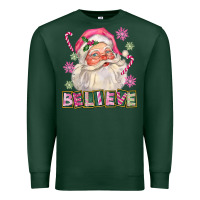 Sports Green Pink Believe Santa Christmas Premium Sweatshirt - FaDigitalArtStudio