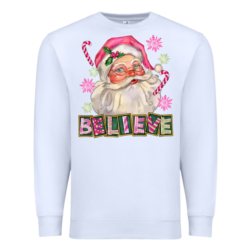 Pink Believe Santa Christmas Premium Sweatshirt by FaDigitalArtStudio | Teevron