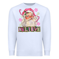 White Pink Believe Santa Christmas Premium Sweatshirt - FaDigitalArtStudio