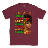 Burgundy god say i am juneteenth afro girl Classic Tee - Artiststas
