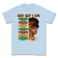 Dusty Blue god say i am juneteenth afro girl Classic Tee - Artiststas