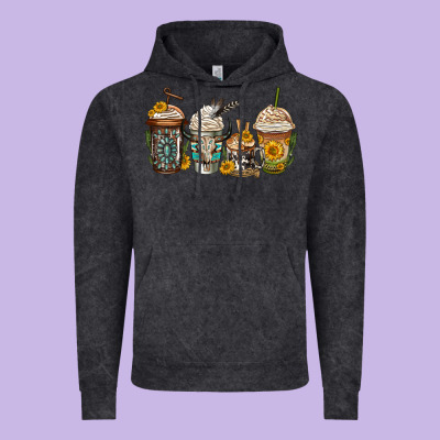 Bull Skull Western Coffee Cups Vintage Hoodie Designed By Jasminsmagicworld