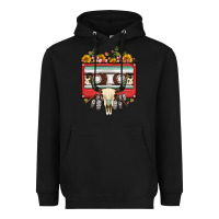 Black bull skull sunflower floral cassette Heavyweight Hoodie - FaDigitalArtStudio