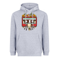 Heather Grey bull skull sunflower floral cassette Heavyweight Hoodie - FaDigitalArtStudio