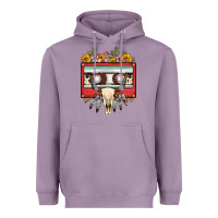 Lavender bull skull sunflower floral cassette Heavyweight Hoodie - FaDigitalArtStudio