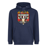 Navy bull skull sunflower floral cassette Heavyweight Hoodie - FaDigitalArtStudio
