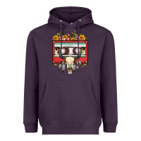 Plum bull skull sunflower floral cassette Heavyweight Hoodie - FaDigitalArtStudio