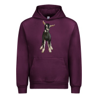 Mauve Wine Hand Drawn Baby Alpine Goat Urban Hoodie - LillyAllenDesigns