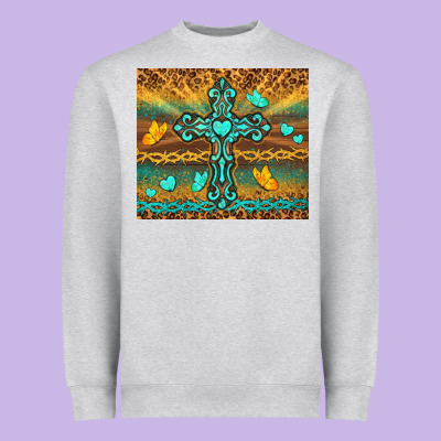 Western Cross Heavyweight Sweatshirt Designed By Tumblerdesignbyshophia