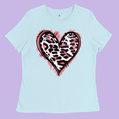 Leopard Glitter Heart Ladies Tee Designed By Jasminsmagicworld