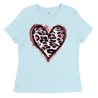 Baby Blue Leopard Glitter Heart Ladies Tee - Jasminsmagicworld