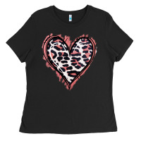 Black Leopard Glitter Heart Ladies Tee - Jasminsmagicworld