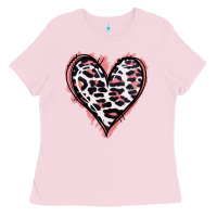 Bubblegum Pink Leopard Glitter Heart Ladies Tee - Jasminsmagicworld