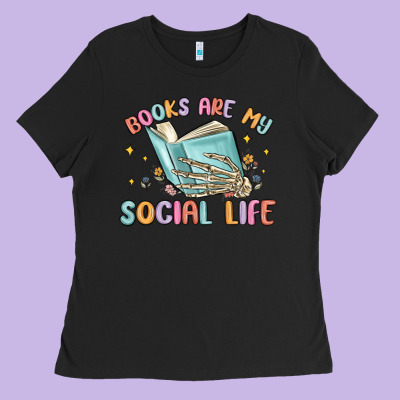Books Are My Social Life Ladies Tee Designed By Maliassmallbusiness