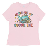 Bubblegum Pink books are my social life Ladies Tee - MaliasSmallBusiness