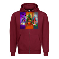 Burgundy halloween gnomes Zipper Hoodie - FaDigitalArtStudio