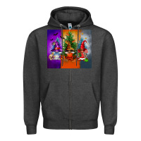 Charcoal Heather halloween gnomes Zipper Hoodie - FaDigitalArtStudio