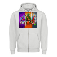 Dove Grey halloween gnomes Zipper Hoodie - FaDigitalArtStudio