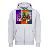 Heather Grey halloween gnomes Zipper Hoodie - FaDigitalArtStudio