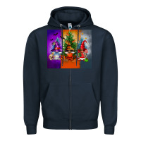 Navy halloween gnomes Zipper Hoodie - FaDigitalArtStudio