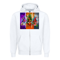 White halloween gnomes Zipper Hoodie - FaDigitalArtStudio