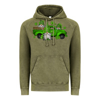 Vintage Olive st patrick's gnomes farm truck Vintage Hoodie - Jasminsmagicworld