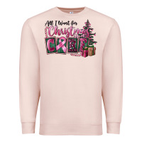 Pale Pink all i want for christmas is cure Premium Sweatshirt - FaDigitalArtStudio