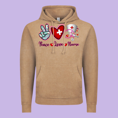 Peace Love Nurse Vintage Hoodie Designed By Ranaportraitstore