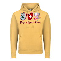 Vintage Mustard Peace Love Nurse Vintage Hoodie - RanaPortraitStore