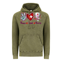 Vintage Olive Peace Love Nurse Vintage Hoodie - RanaPortraitStore