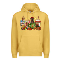 Antique Gold Christmas coffee cups with Labrador Premium Hoodie - RanaPortraitStore