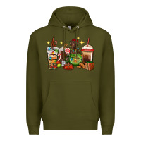 Army Green Christmas coffee cups with Labrador Premium Hoodie - RanaPortraitStore
