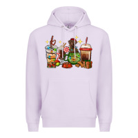 Lilac Christmas coffee cups with Labrador Premium Hoodie - RanaPortraitStore