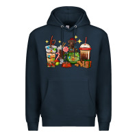 Navy Christmas coffee cups with Labrador Premium Hoodie - RanaPortraitStore