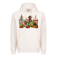 Pale Pink Christmas coffee cups with Labrador Premium Hoodie - RanaPortraitStore