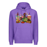 Purple Christmas coffee cups with Labrador Premium Hoodie - RanaPortraitStore