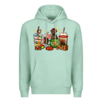 Seafoam Christmas coffee cups with Labrador Premium Hoodie - RanaPortraitStore