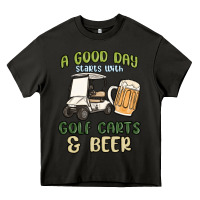 Asphalt a god day starts with golf carts and beer Heavy Core Tee - MaliasSmallBusiness