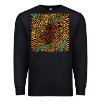 Black safari animals turquoise glitter seamless pattern Premium Sweatshirt - BundleAndBundleShop
