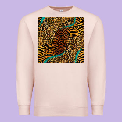 Safari Animals Turquoise Glitter Seamless Pattern Premium Sweatshirt Designed By Bundleandbundleshop