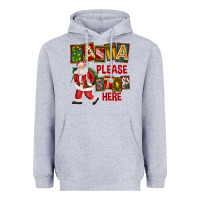 Heather Grey Santa Please Stop Here Heavyweight Hoodie - FaDigitalArtStudio