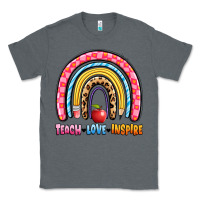 Charcoal Heather teach love inspire rainbow Classic Tee - Artiststas