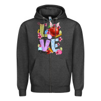 Charcoal Heather Easter love Teacher Zipper Hoodie - OliviaCreatesArt