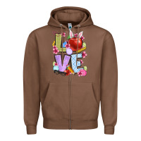 Chestnut Easter love Teacher Zipper Hoodie - OliviaCreatesArt