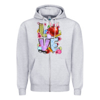 Heather Grey Easter love Teacher Zipper Hoodie - OliviaCreatesArt